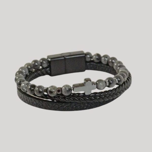 Pulsera broche gris